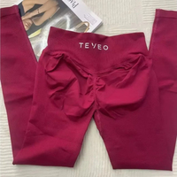 TEVEO Leggings Seamless Yoga Leggings for Women Mid-waist Corset Fitness Tights Ruffled Hips Exercise Leggings Elastic Yoga Pant