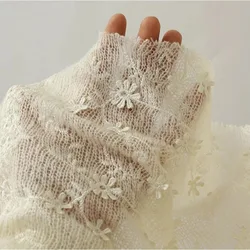 3D Embroidery Flower Soft Knitted Sweater Fabric Coarse Needle Woolen Fabric for Clothing Designer Fabric By The Yard