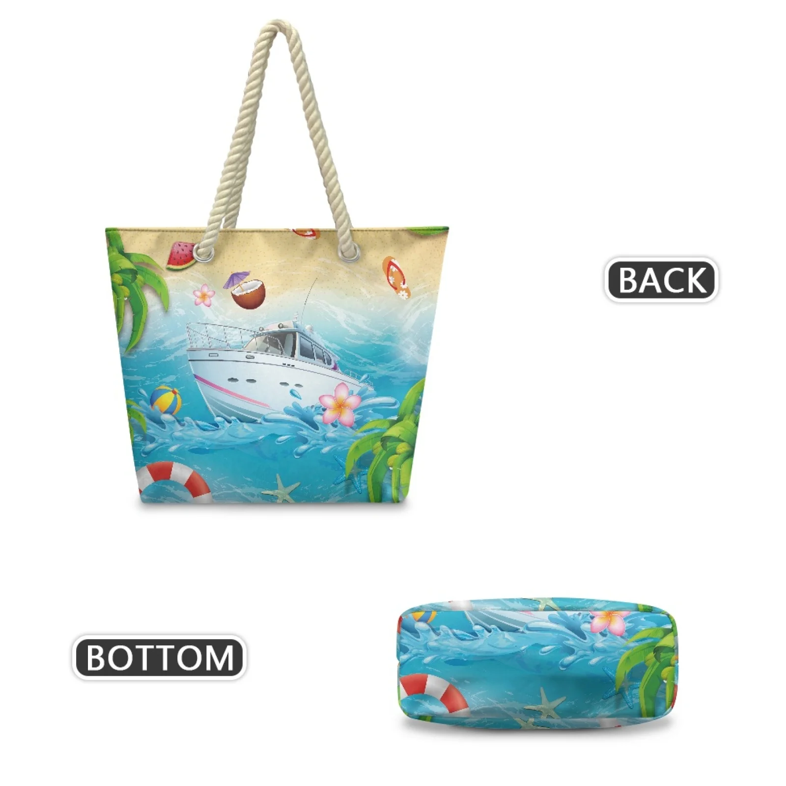 حقيبة كتف نسائية كاجوال من القماش من HYCOOL حقيبة يد كروس على طراز الشاطئ مطبوعة للسيدات #3