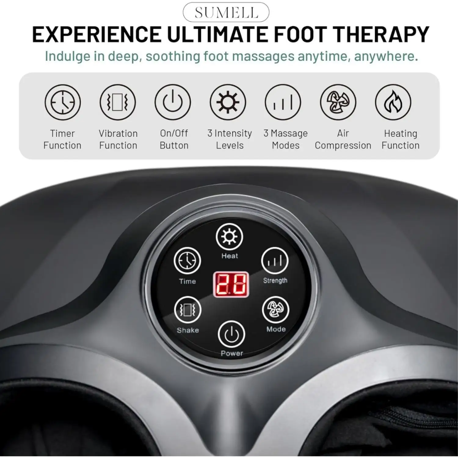 Heating Foot Massager Deep Kneading Air Compression 3 Gears Tired Feet Massage Machine Kneading Foot Massager Tired Feet Massage