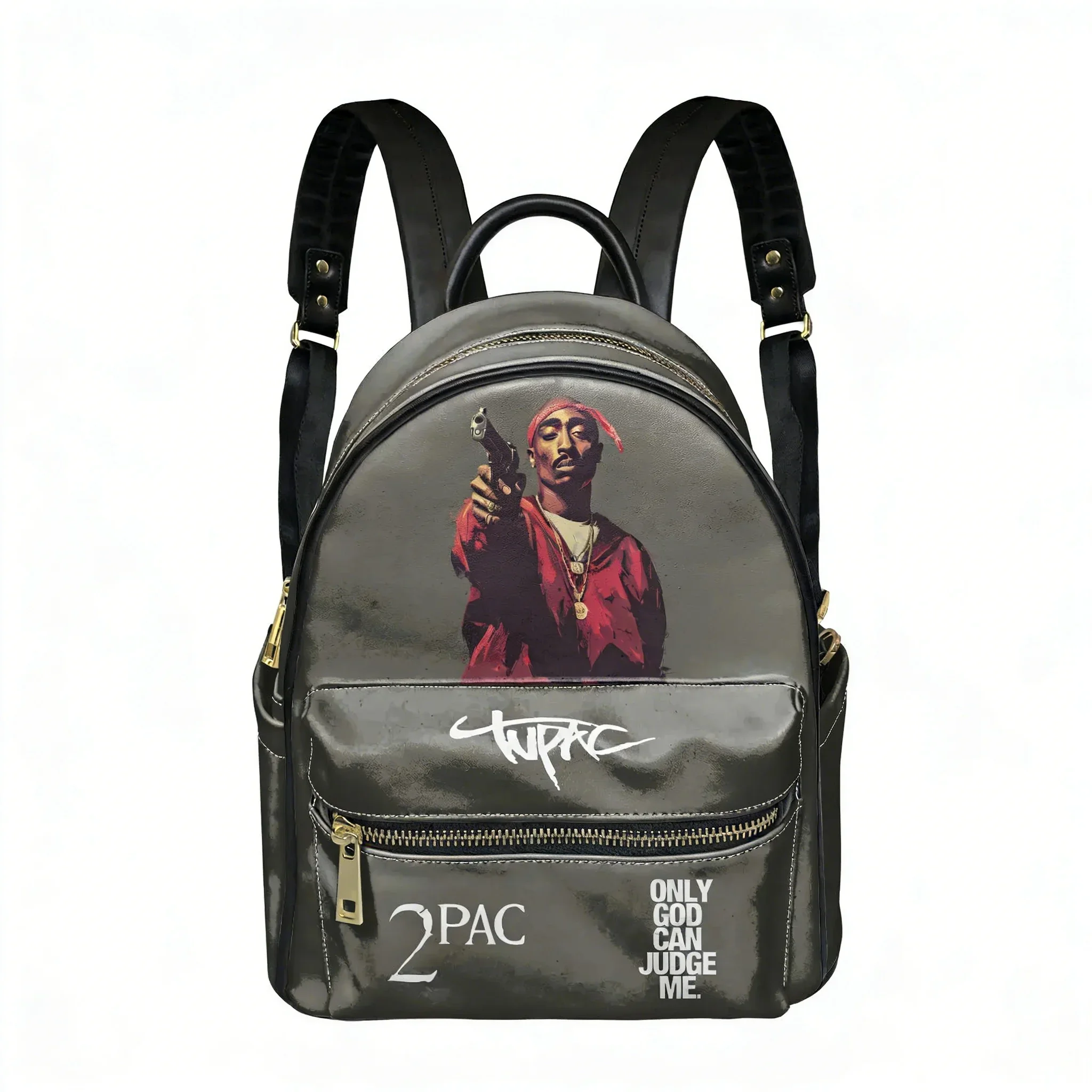 Tupac Rapper 2PAC Backpack Vintage Womens Men Personalized Double Shoulder Bag Business Travel Bookbag Rucksack Gift Daypack