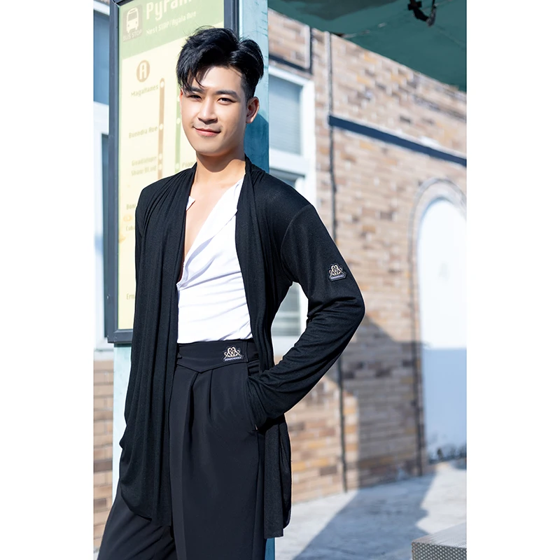 

2023 New Latin Dance Tops For Men Cardigan Loose Shirts Chacha Rumba Tango Dress Women Adult Latin Performance Costumes DQS13740