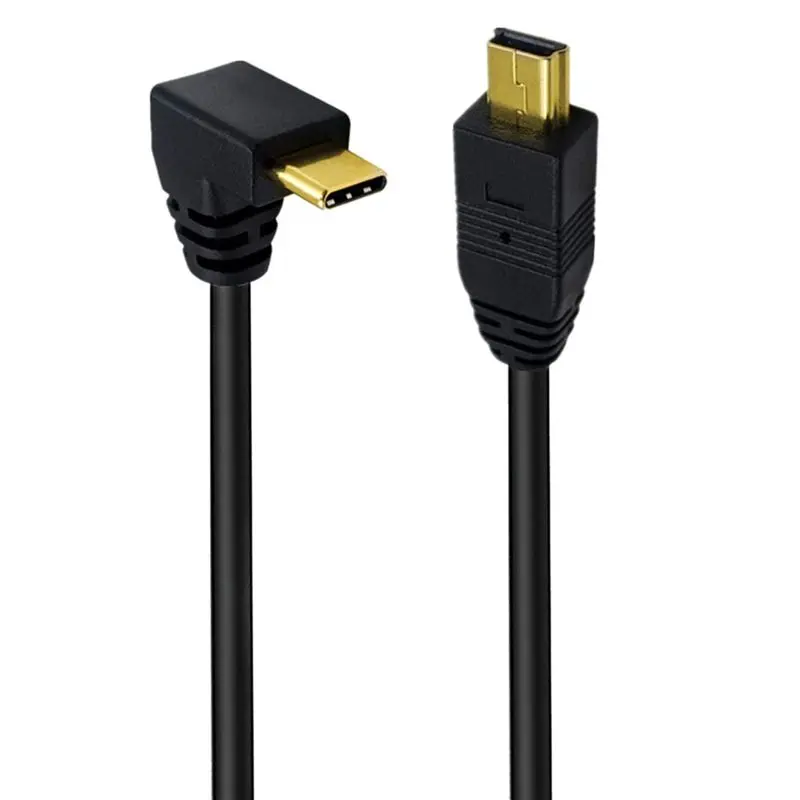 0.25m OTG Gold-Plated USB Type-C Male U-Shaped Elbow to V3 Mini 5Pin/Micro 5P Male OTG Data Cable