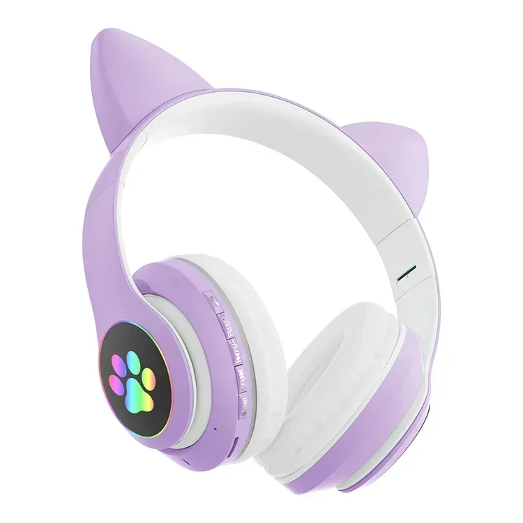 Auriculares inalámbricos con orejas de gato con destello LED