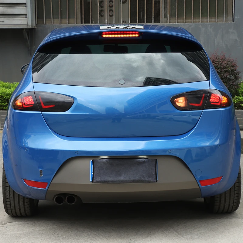 ل سيات ليون 2008-2012 ABS الأسود سيارة الذيل ضوء مصباح إشارة بدوره إشارة واقية اكسسوارات الديكور الخارجي للسيارة #6