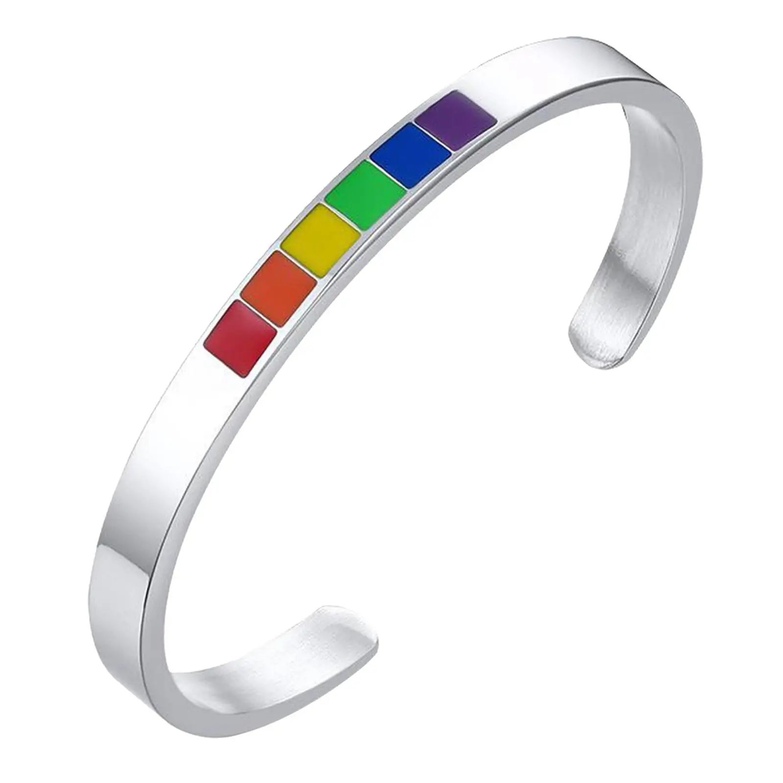 Stainless Steel LGBT Pride Bracelet Rainbow Flag Wristband for Pride Month Festival and LGBTQ Party