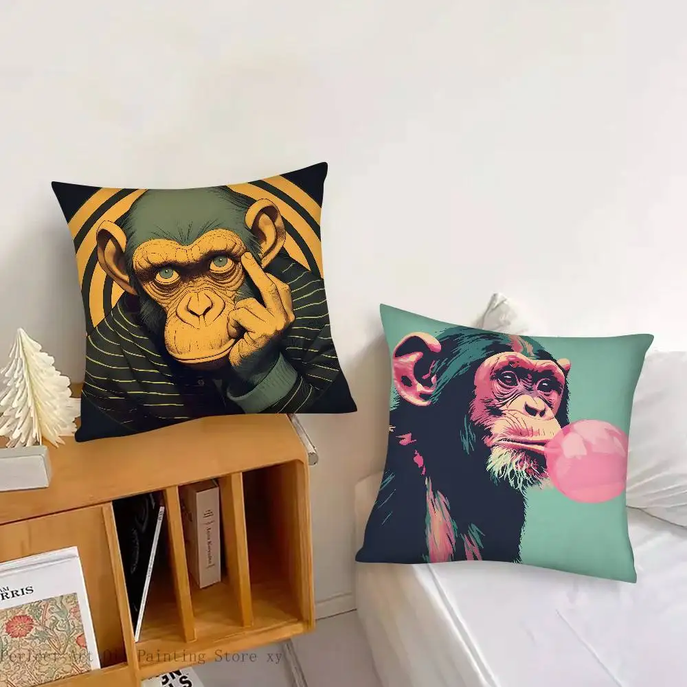 Monkey Pillow Case Fashion Square Pillowcase Bedroom Sofa Room Ins Decoration Leisure