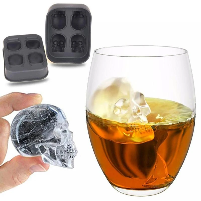 2021 Ice Cube Maker DIY Creative Silica Gel Skull Shape Tray Mold Home Bar Party Cool Whiskey Wine Ice Cream Bar Tool