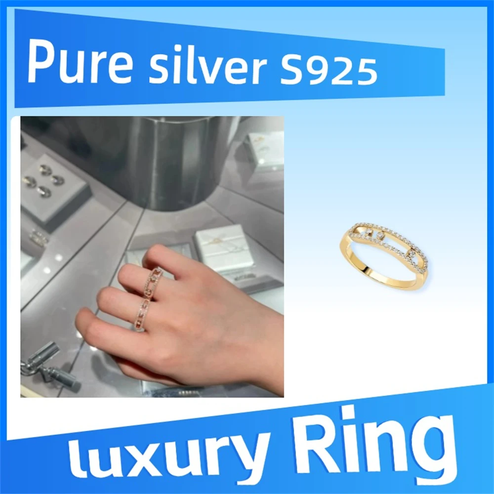 

Pure 925 Sterling Silver Baby Move Pavé diamond ring Leading the fashion trend, novel and chic, popular, soft color