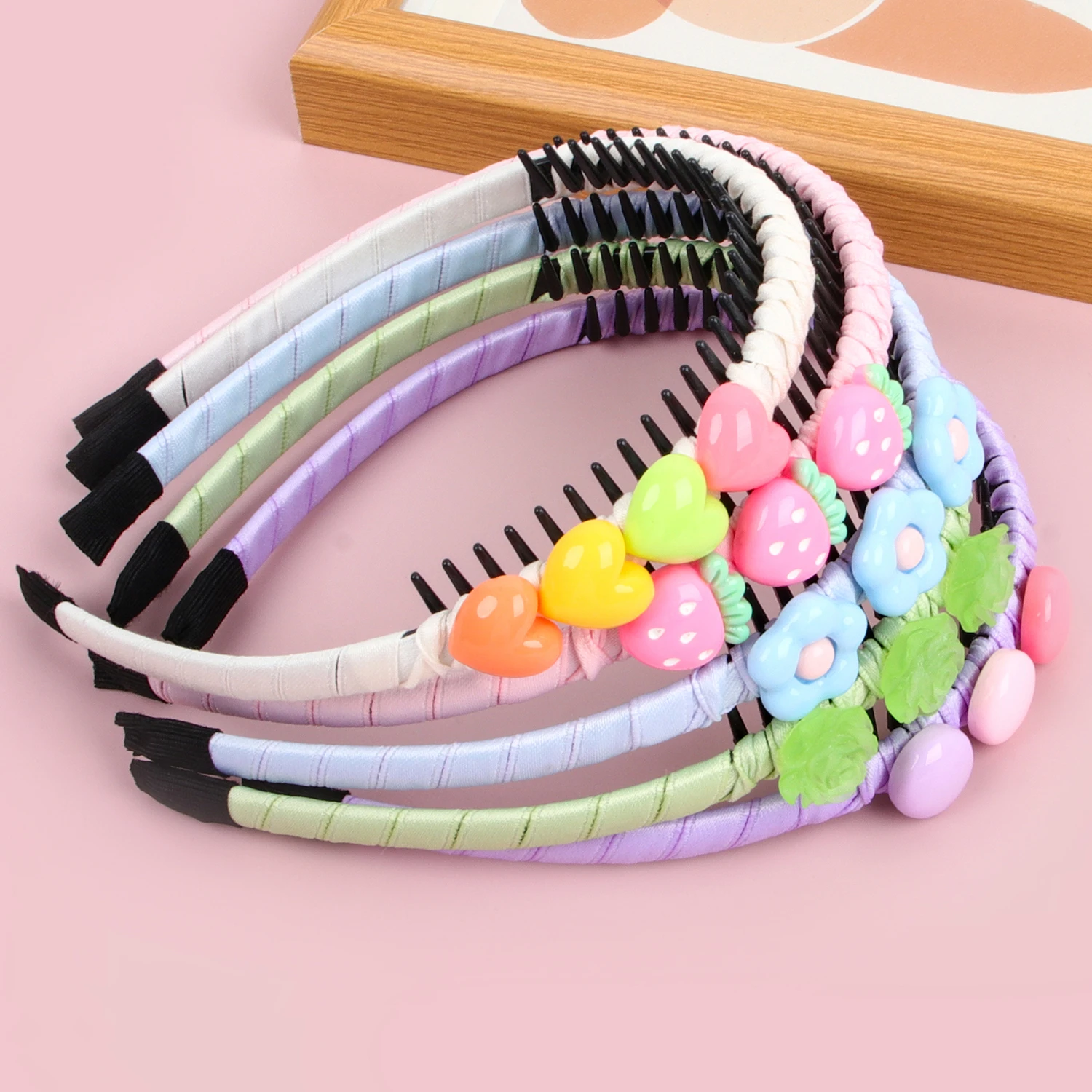 Cute Girls Anti-slip Teeth Headband Cloth Wrap Hair Hoop Bezel With Teeth Kids Hair Accessories Wash Face Hairband Headwear