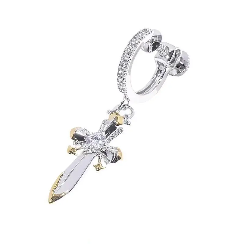 Two Eye-catching and Exquisite Two-color Cross Ear Buckles and Ear Clips Are Available for Fashionable and High-end Jewelry Gift