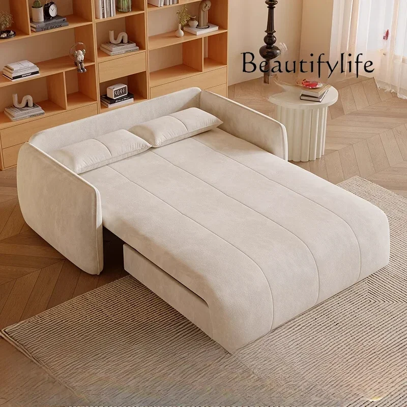 U Cream Snow Neil Velvet Electric Smart Multifunctional Sofa Bed Storage Single Double Small Apartment Living Room