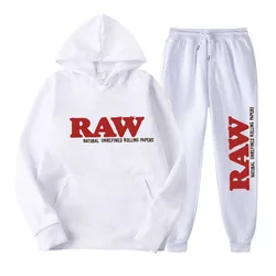 Man Sets RAW Hat Running Hoodie Sweatpants Men's Set 2PK Autumn Winter clothing Casual Woolen Hoodie suit Sportswear men sets