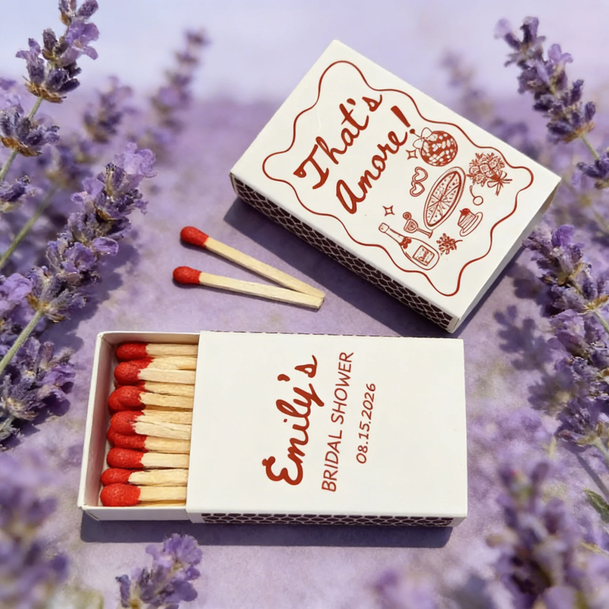 

Персонализированные спичечные коробки Amore для девичника, свадебной вечеринки в итальянском стиле и украшения для репетиционного ужина