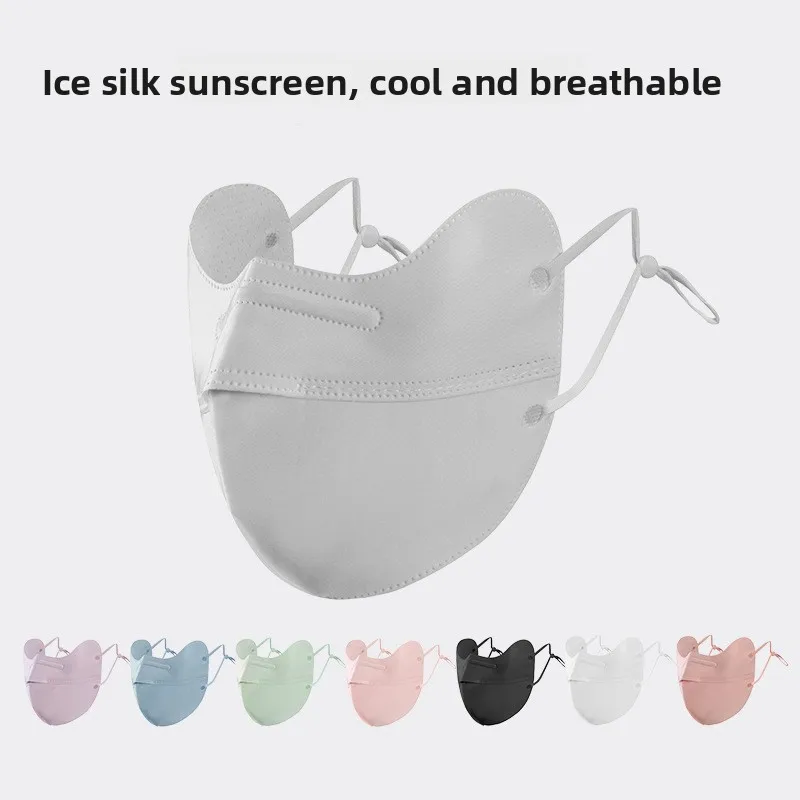 Ice Silk Sunscreen Face Mask UV Protection Eye Corner Cover Breathable Large Area 3D Cooling Summer Outdoor for Women Men