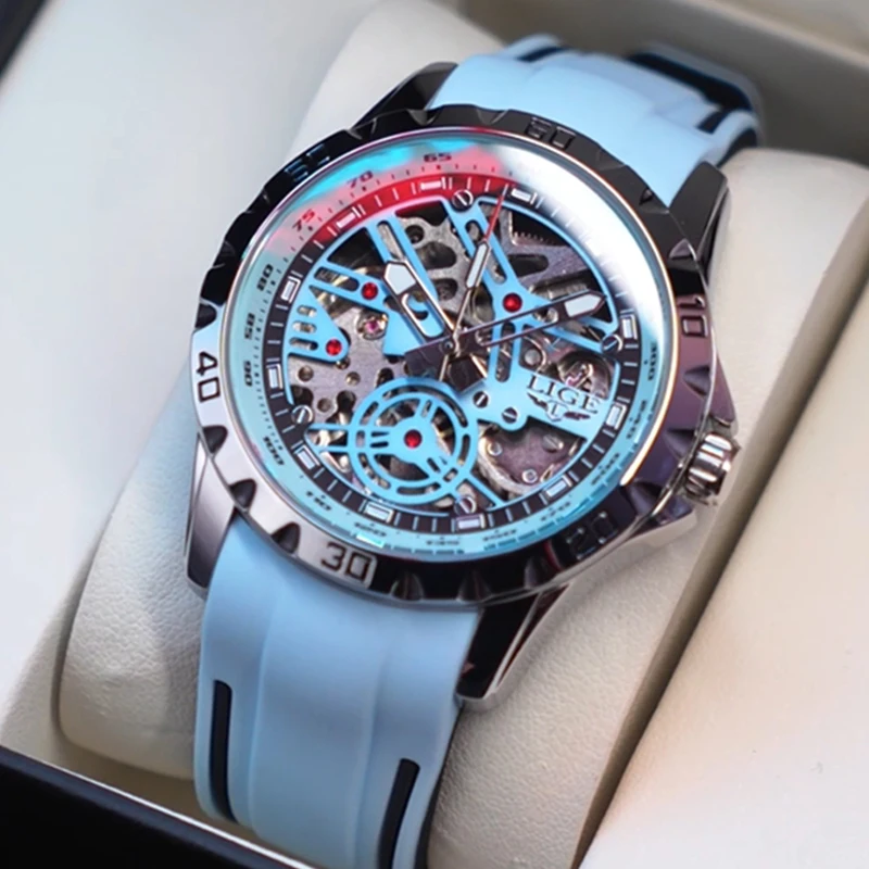 

LIGE лучший бренд автоматические наручные часы модный турбийон роскошные часы мужские военные водонепроницаемые механические мужские часы Reloj Hombre