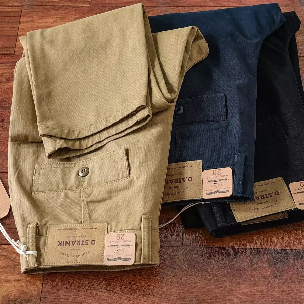 Retro Washed Pure Cotton Men's Loose Straight Leg Long Pants Thickened Wear Resistant Workwear Casual Trousers Trendy