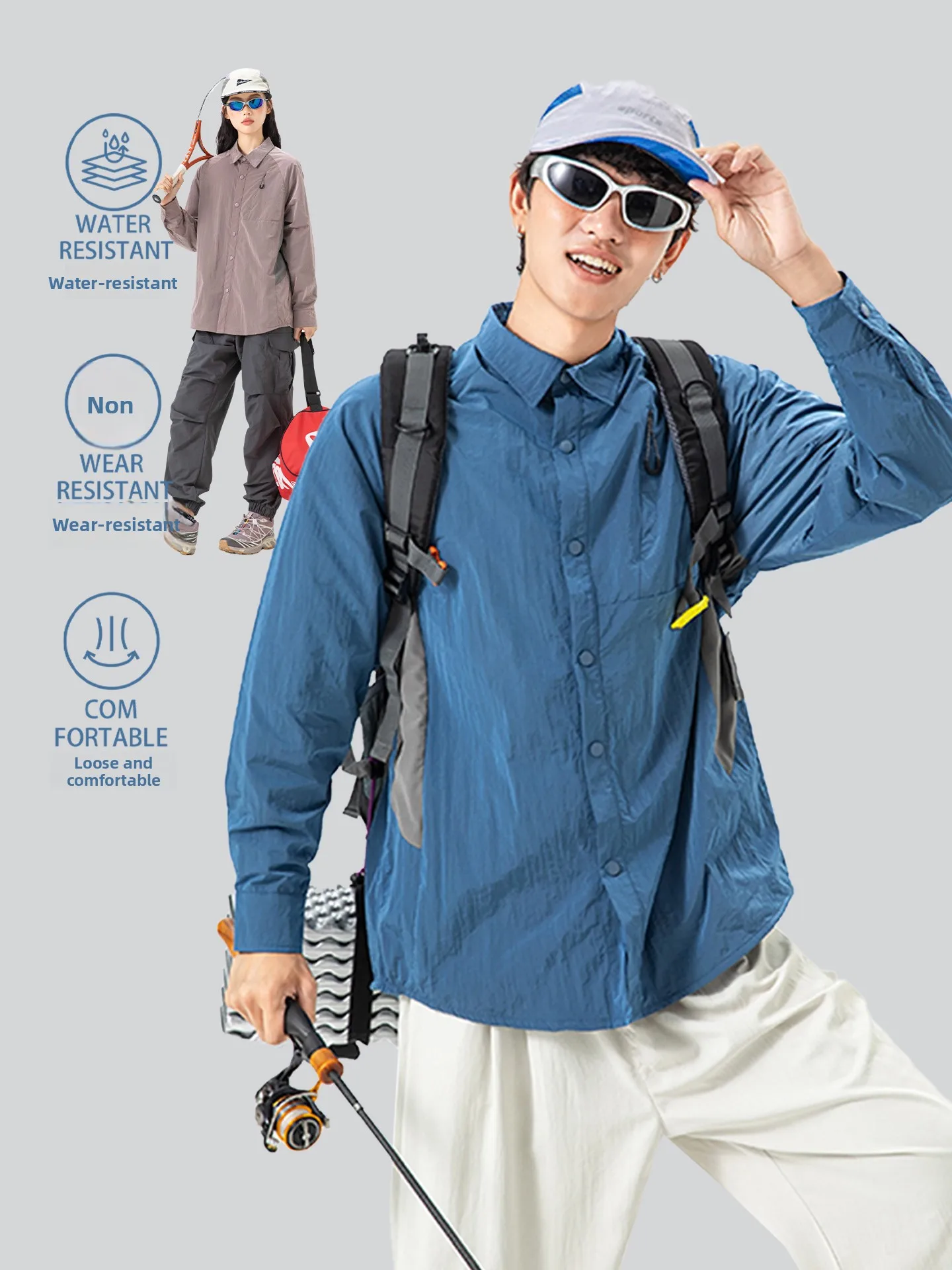 

Американская повседневная рубашка с длинным рукавом для мужчин, водонепроницаемая, свободного кроя, для активного отдыха и работы, женская рубашка с цветными блоками, стильный дизайн