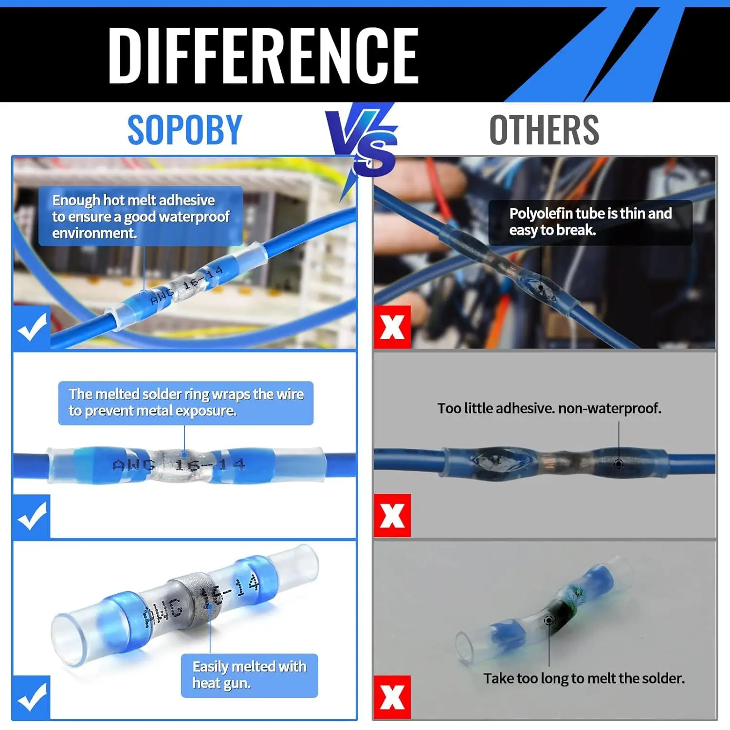 250 قطعة لحام ختم موصلات الأسلاك معزول مقاوم للماء محطات الأسلاك الكهربائية الحرارة يتقلص لحام بعقب موصلات لحام #4