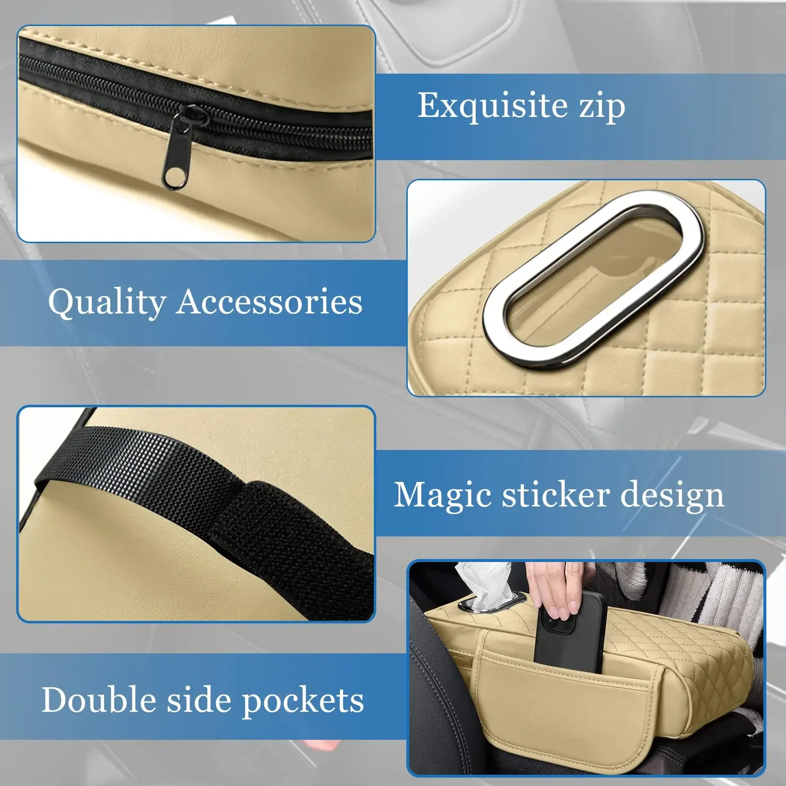 Car Central Armrest Cushion for Formula Leopard Ti3/Bao 5/Bao 8/Ti7 - Thickened Heightened Protective Cover with Tissue Storage 5