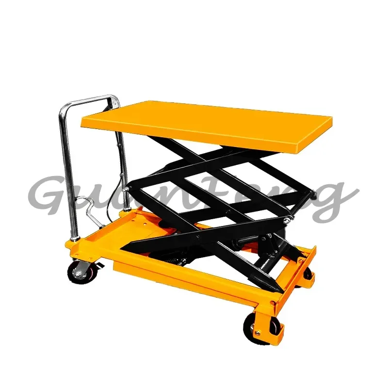 1‑Ton Fixed Hydraulic Scissor Lift Table, Manual Hand‑Operated Lifting Mechanism Warehouse Transport Lift Cart
