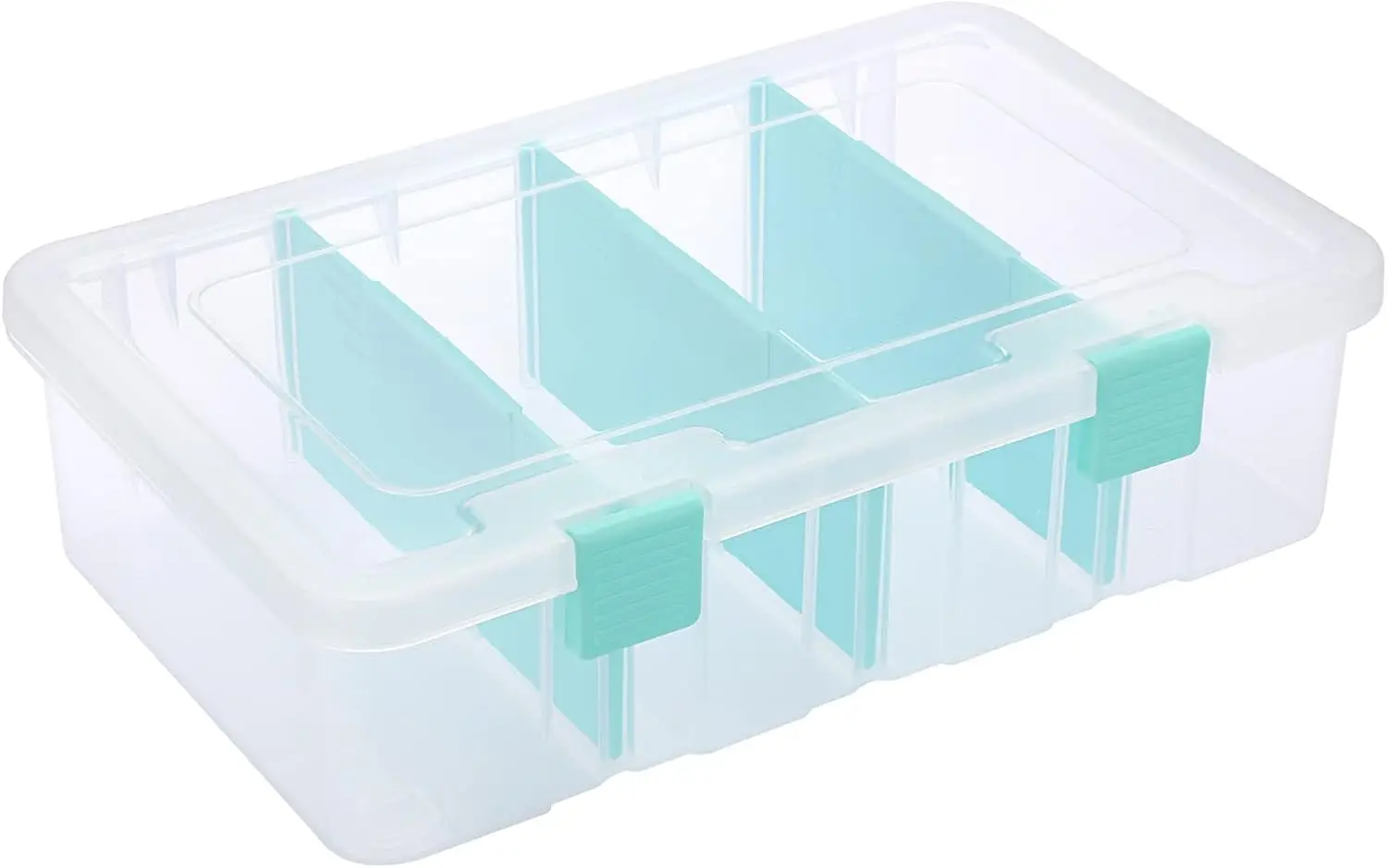 

Clear Plastic Dividing Storage Box with 4 Compartments Adjustable Storage Bin with Lid Plastic Craft