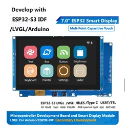 ESP32-S3 display inteligente iot 7 polegada hmi 8m psram 16m flash arduino lvgl wifi & bluetooth 7.0 polegada 800*480 tela rgb lcd módulo tft