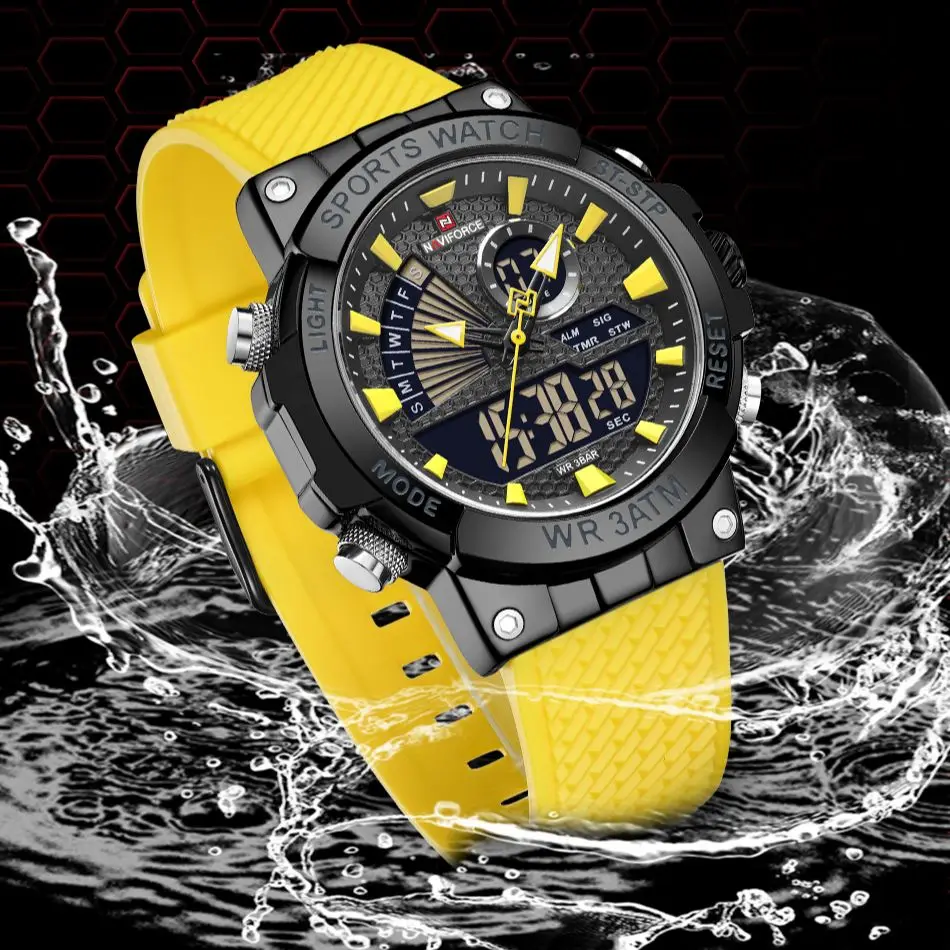 2023 NAVIFORCE Men Luxury Fashion Quartz Watch LCD Dual Time  Waterproof Sport Chronograph Quartz WristWatch Relogio Masculino