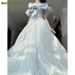 BeitifuBaby Evening Dress for Women Elegant Vintage Princess Style Luxury Off The Shoulder Sleeveless Banquet Gown Adult Dresses