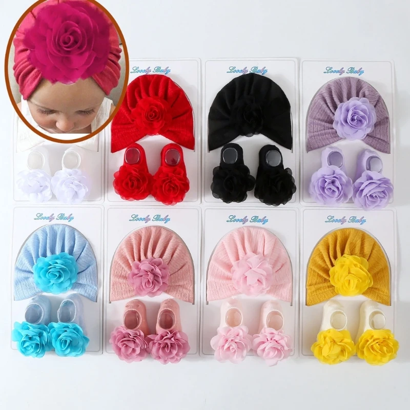 Soft & Comfortable Baby Socks with Flower Pattern omfortable Baby Hair Headband & Ankle Socks Suitable for Any Outfit