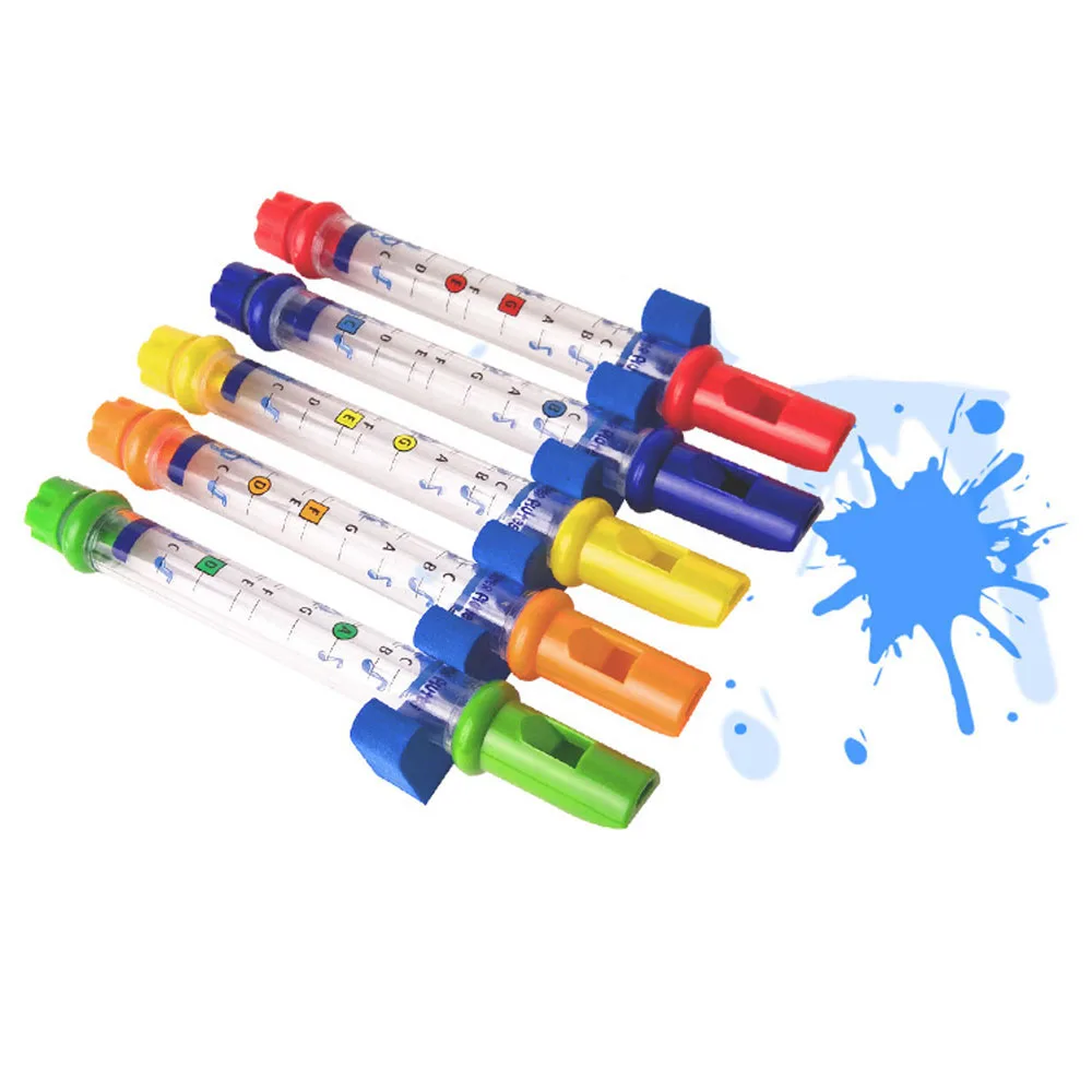 Juego de 5 flautas de agua coloridas para niños, juguetes para bañera, juegos divertidos, sonidos musicales, juguetes musicales para niños, productos de baño