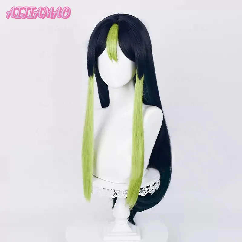 Tighnari Cosplay Wig Game Impact Sumeru Female Tighnari Wigs 80cm Wig Tail Heat Resistant Synthetic Wigs + Wig Cap