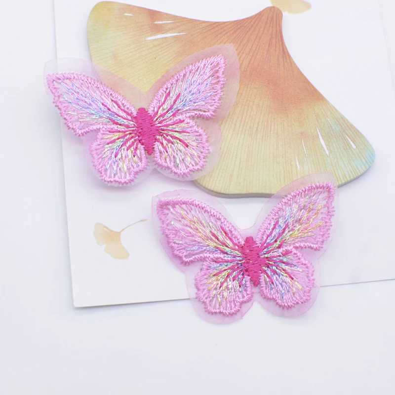 10Pcs 50*35mm Delicate Cotton Gauze Butterfly Mesh Appliques for DIY Clothes Hat Sewing Patches Headwear Hair Clips Bow Decor