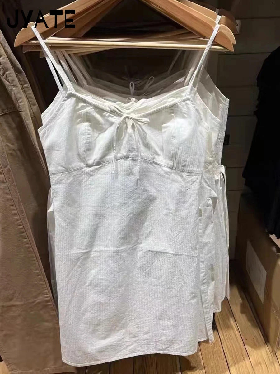 패션 화이트 스트라이프 섹시한 백 레스 미니 드레스 여성 코튼 레이스 업 streetwear 슬림 캐미스 드레스 스위트 빈티지 세련된 y2k vestido