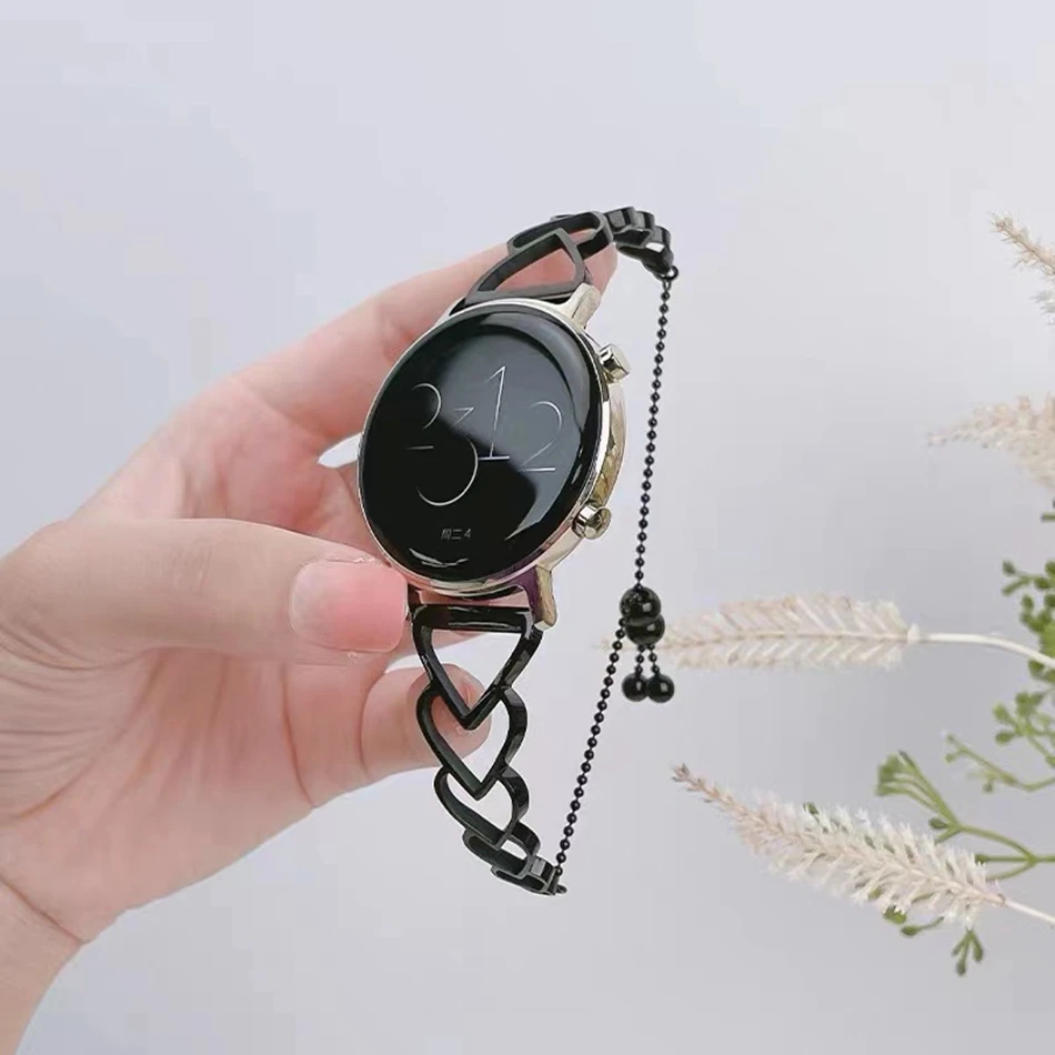 สําหรับ Samsung Galaxy Watch 3 46 มม.42 มม.Active 2 40 44 เกียร์ S3 20 มม.22 มม.สแตนเลส INS Hollow สร้อยข้อมือหัวใจ