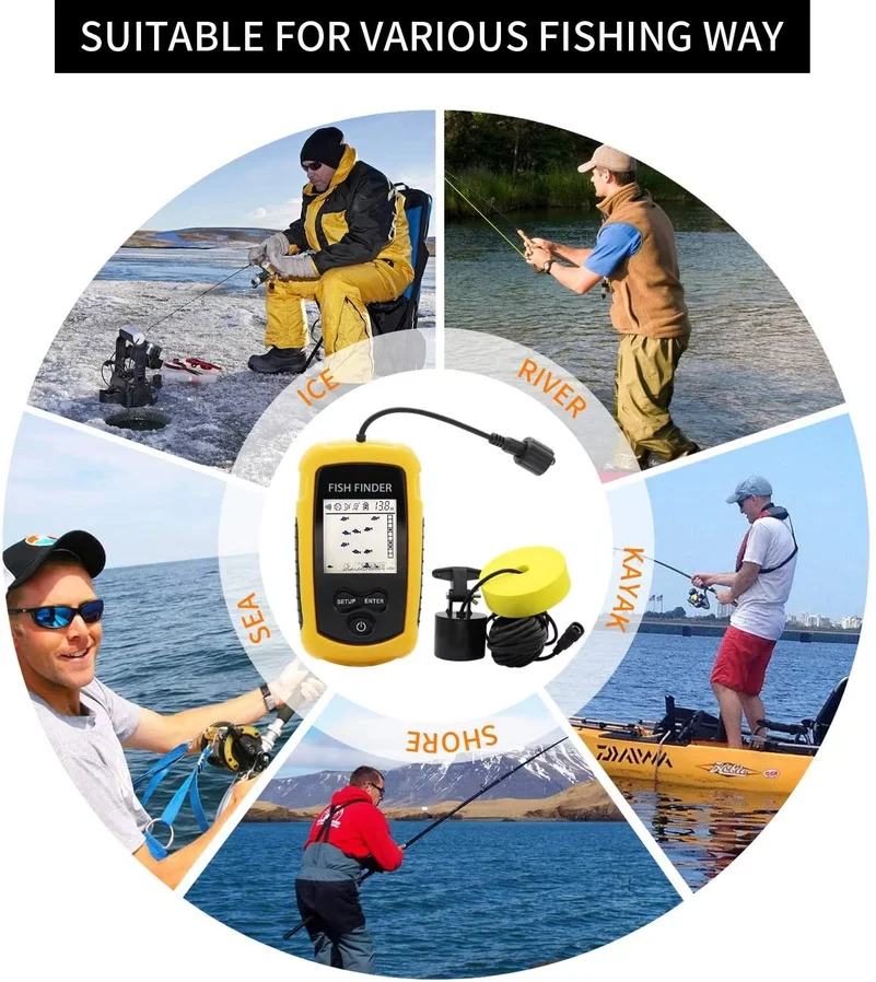 เครื่องหาปลาโซนาร์แบบพกพา 100  - Fish Finder Transducer 200Khz บทวิจารณ์และราคา