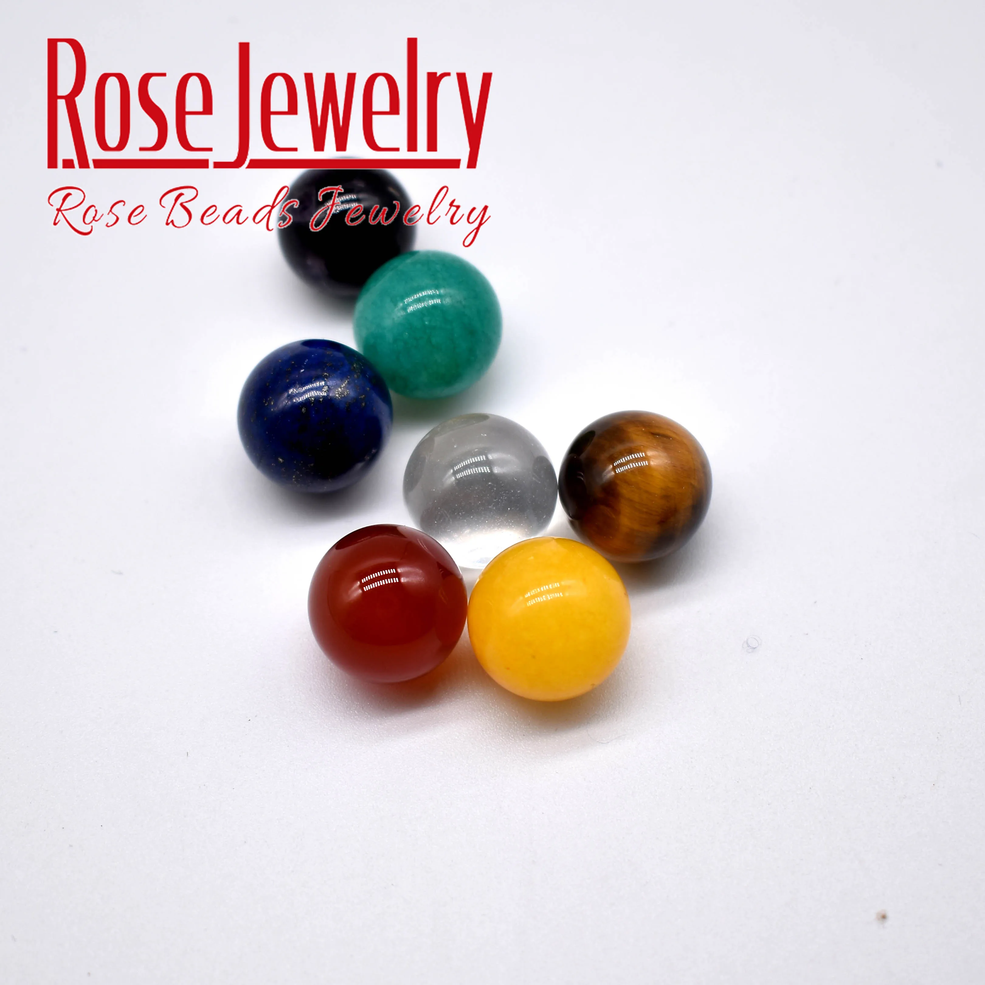 Natural Stone Tiger Eye Lapis Lazuli Crystal Agates Amethyst Ball Round Beads No Hole Beads Healing Crystal Rock Mineral Beads