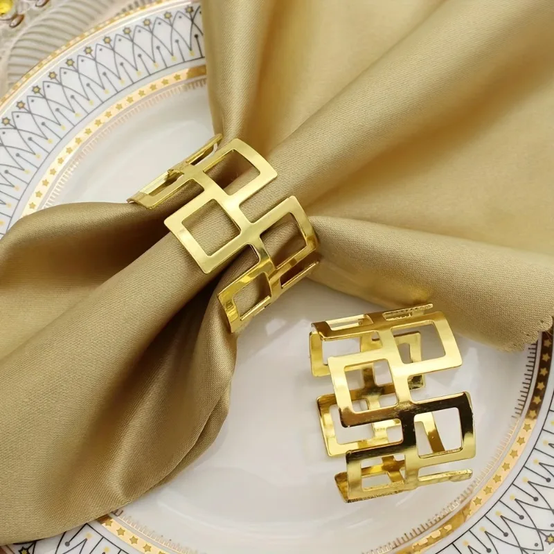 1pc Great Wall Paperback Golden High-end Napkin Ring Seat Golden Circle Dining Table Bench Hotel Cloth Decoration Napkin Ring