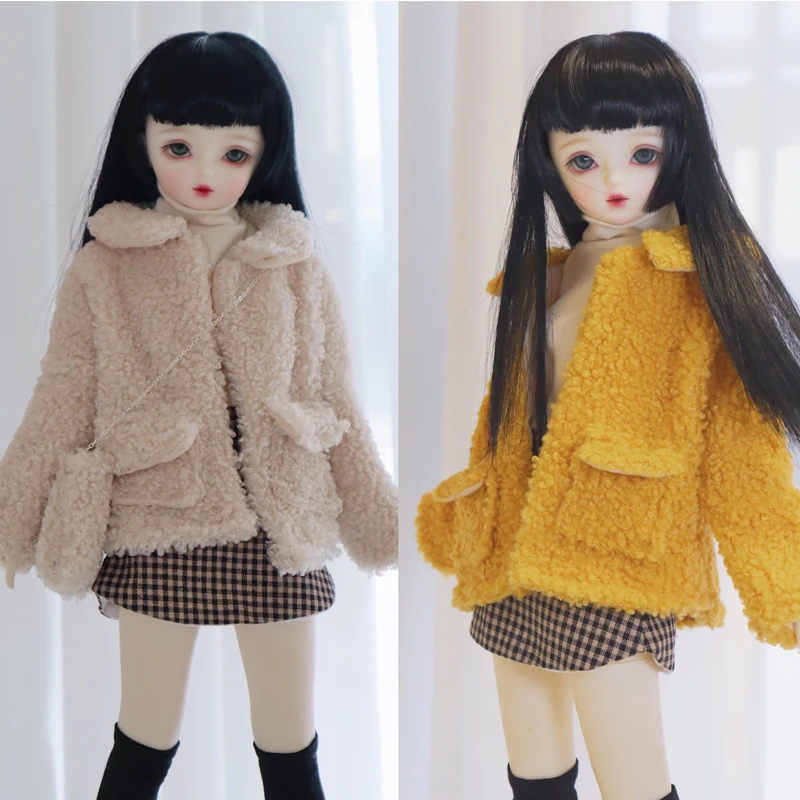 

D03-P797 children toy BJD DD SD MSD 1/4 accessories Winter lamb hair jacket high collar clothes