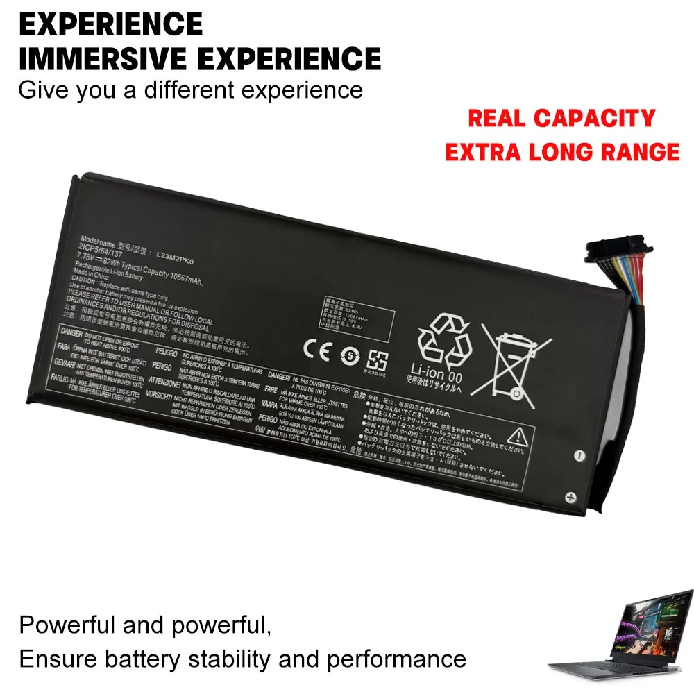 Long battery life, sufficient capacity L23M2PK0 L23B2PK0 For Lenovo Legion Go 8APU1 Handheld Gaming 83E10000US 7.76V 82Wh