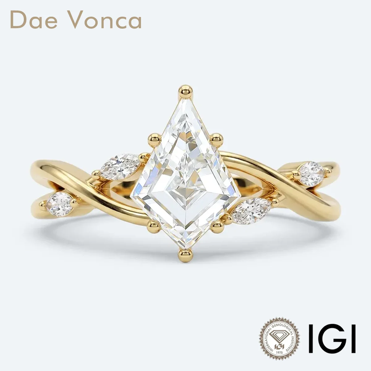 9K/14K/18K Yellow Gold Intertwined Marquise Engagement Ring 1.5ct Kite Cut Lab Grown Diamond Ring Wedding Ring for Her