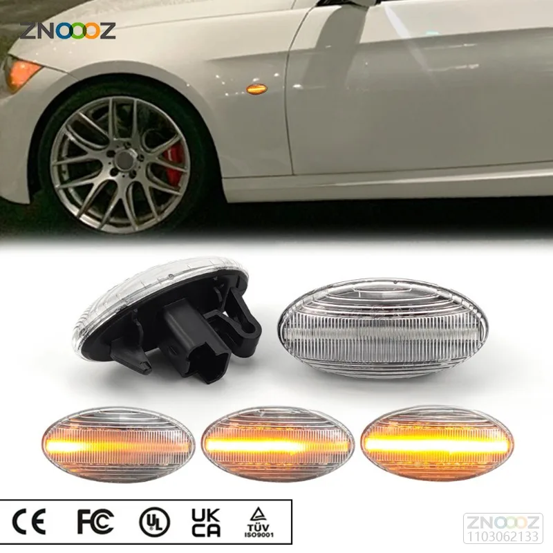 2x LED Dynamic Turn Signal Side Marker Light For Peugeot 1007 107 108 206 301 307 407 4007 607 Partner Expert Traveller