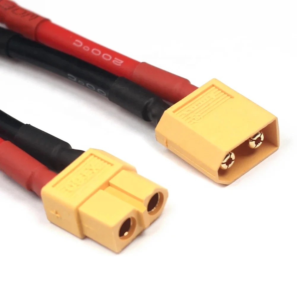 Adaptateur de convertisseur de prise en T, Amass XT60 vers Deans, avec câble en Silicone 12awg, pour batterie Lipo RC, Drone, voiture, pièces de bricolage, 10 pièces