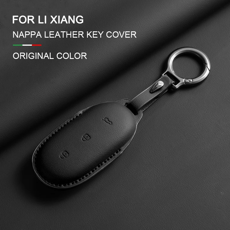 

Leather Car Remote Key Case Cover Shell For Li Auto Lixiang L7 L8 L9 MAX Key Holder Car Key Protector Cover Keyless Fob Keychain