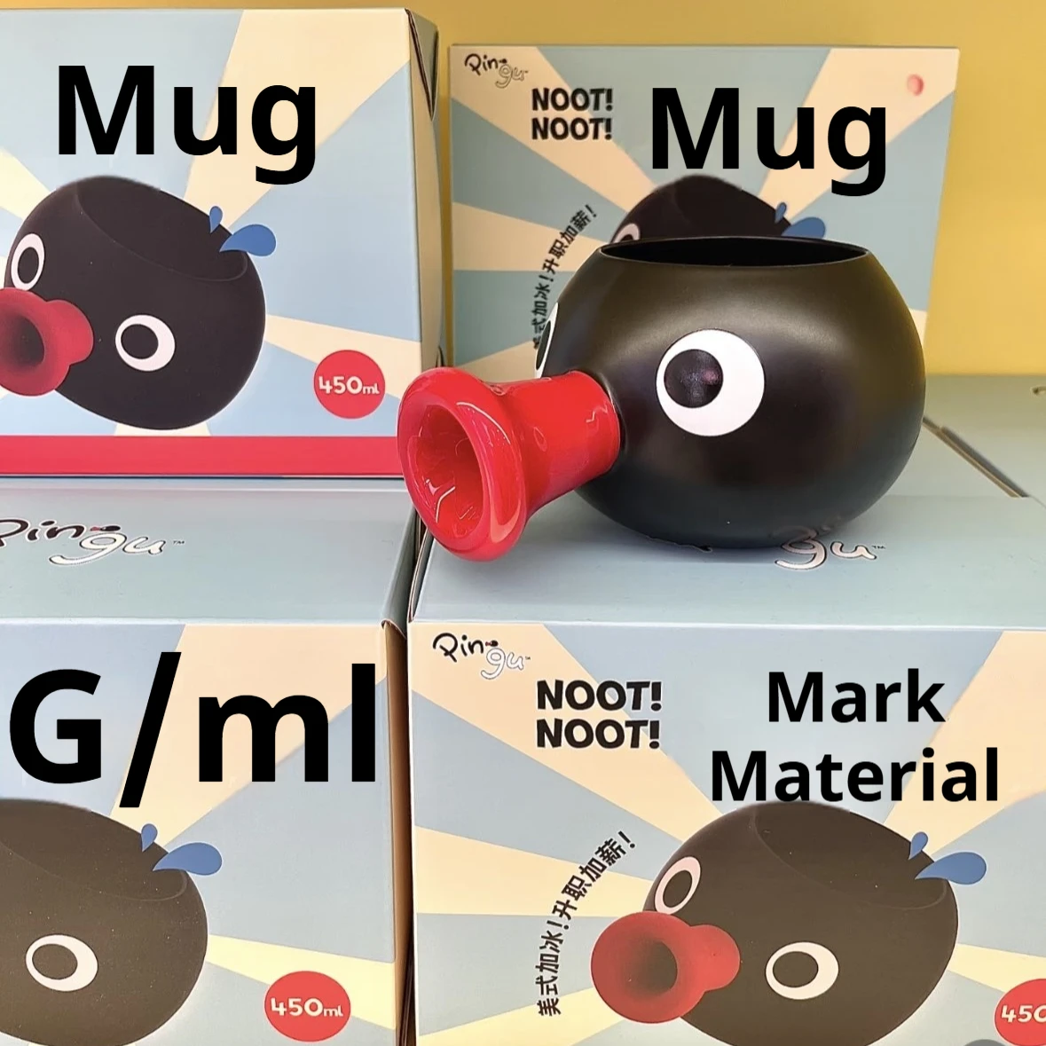 Anime-Zubehör Pingu-Becher Hochwertiger Großvolumiger Keramik-Wasserbecher Kawaii Pingu Desktop-Handbecher Mädchen-Urlaubsgeschenk