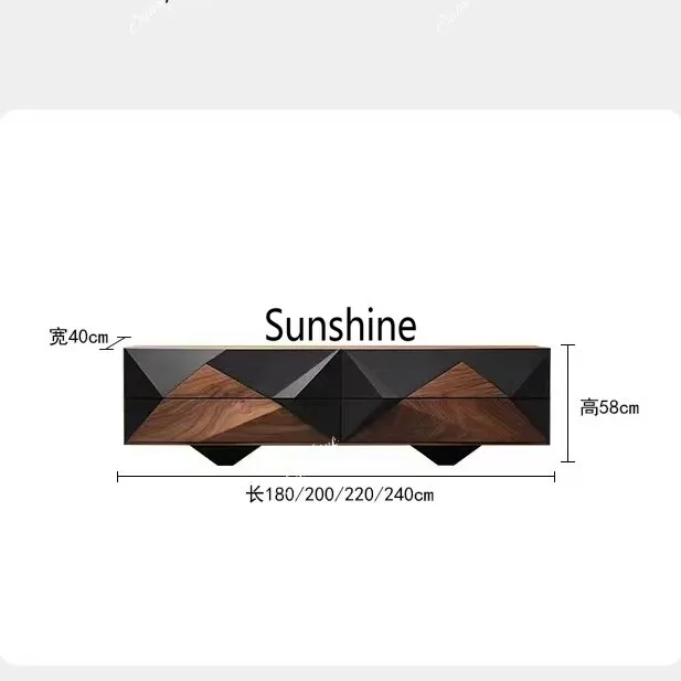 Italian minimalist solid wood TV modern living room wall storage art side cabinet