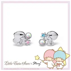 New Kawaii Cute Sanrio Little Twin Star orecchini a bottone in argento Sterling ornamento in argento ragazza regalo di natale per la fidanzata