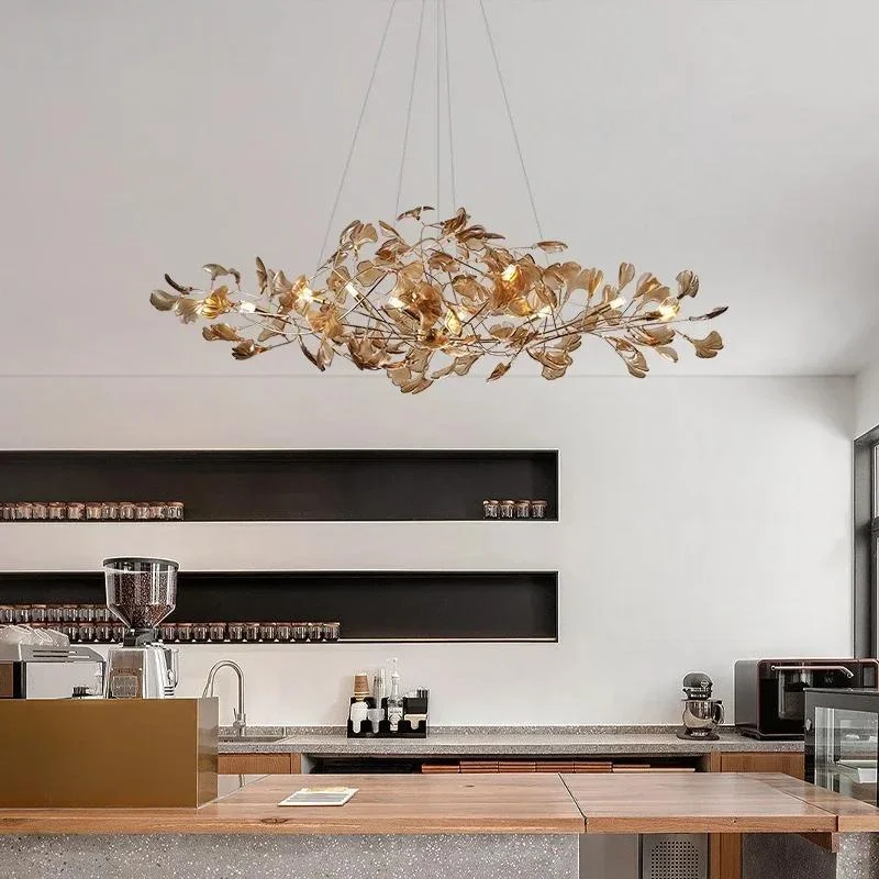 Morden Nordic Chandelier With Leaves Decorative Pendant Light For Colorful Acrylic Lamp Home Decor Led Hanging Lamps Lustre