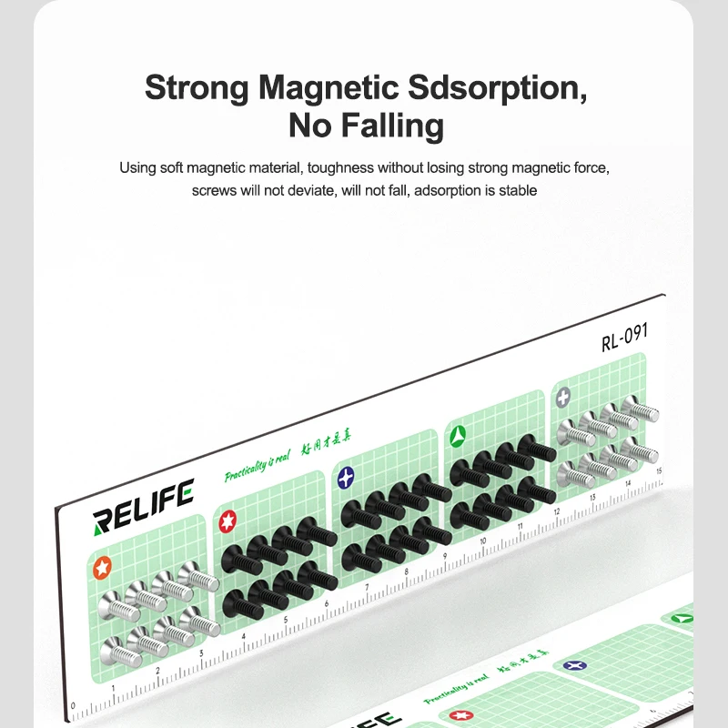 RELIFE RL-091 Screws Storage Pad Strong Magnetic Storage Partitioned Screw Storage Adsorb Screws to Prevent Loss Repair Tools