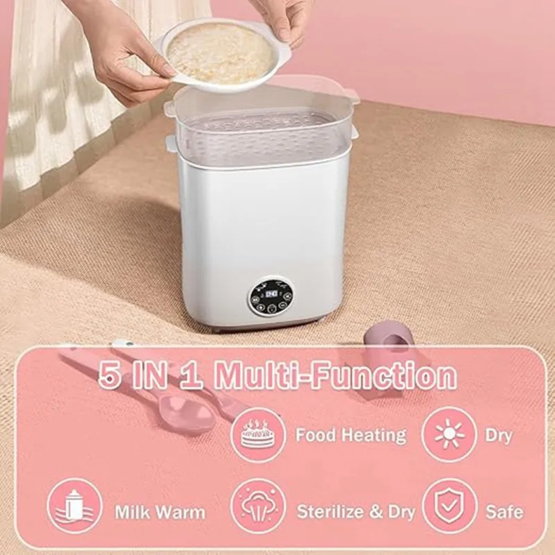 

【GARMENT】US Plug 5-In-1 Large-Capacity Baby Bottle Sterilizer And Dryer, 2-Layer Compact Electric Steam Model